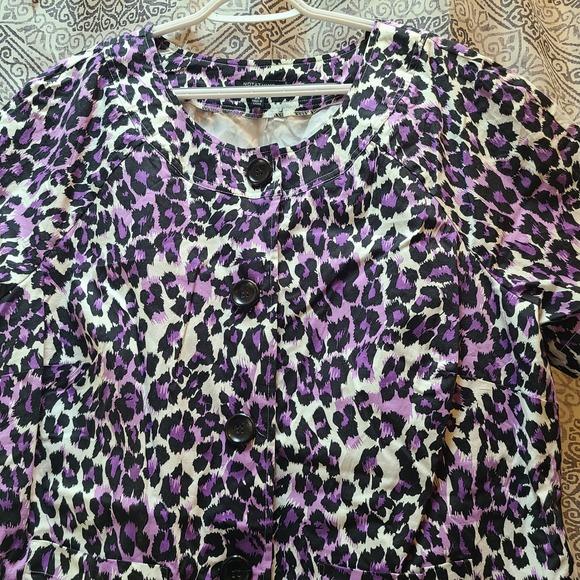 Notations Jackets & Blazers - Notations Short Sleeve Jacket Womens 2X Purple Black Leopard Animal Print Y2K